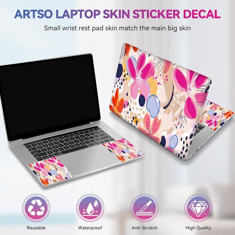 ARTSO Laptop Skin Sticker Decal, 17 17.3inch Laptop Netbook PC Notebook Universal Vinyl Reusable Skin Sticker Cover Personalized Art Case Protector, Flower Abstract - Image 2